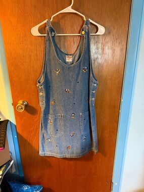 Disney Blue Denim Embroidered Character Pinafore Dress